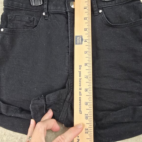 H&M Womens Black High-Waist Denim Shorts US 0 Cotton/Elastane Blend - Picture 7 of 7
